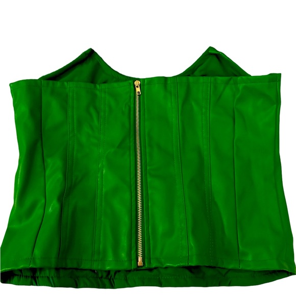 Love and Harmony Green leather corset zip up top size L - Picture 3 of 4